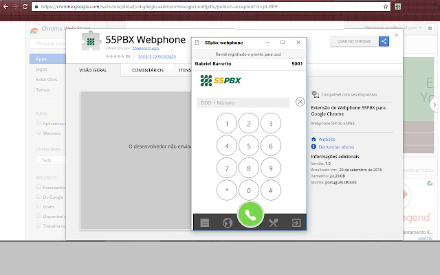 55PBX Web Softphone Grátis para PABX Virtual  from Chrome web store to be run with OffiDocs Chromium online