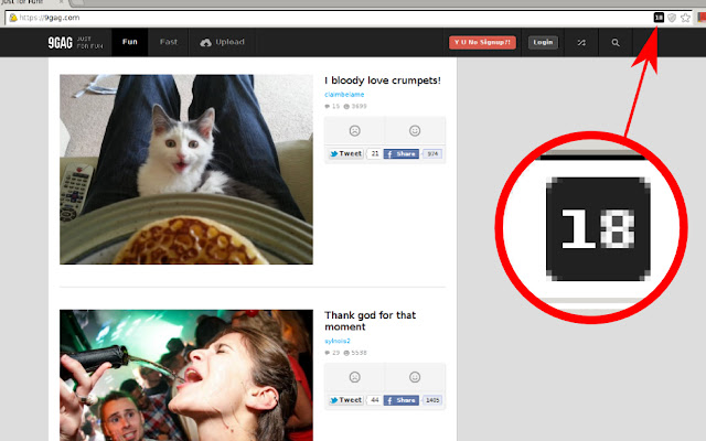 9GAG Counter  from Chrome web store to be run with OffiDocs Chromium online