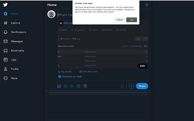 a11y Twitter  from Chrome web store to be run with OffiDocs Chromium online