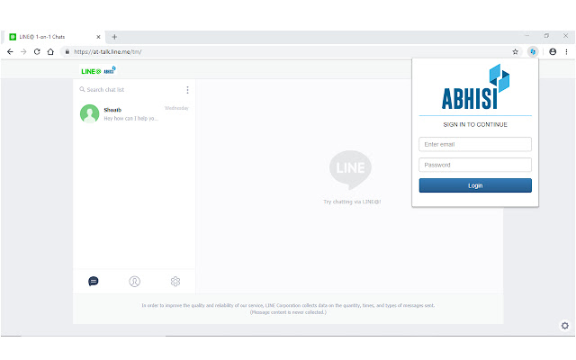 Abhisi LINE@ extension  from Chrome web store to be run with OffiDocs Chromium online