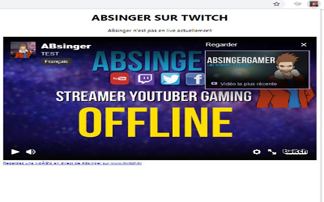 ABsinger Extension Twitch  from Chrome web store to be run with OffiDocs Chromium online