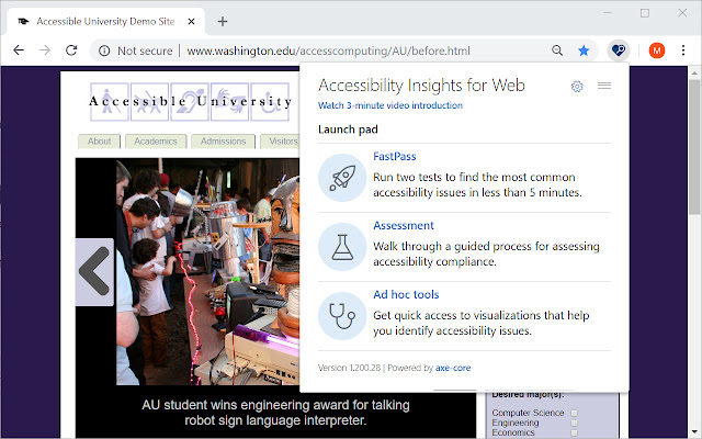 Accessibility Insights for Web  from Chrome web store to be run with OffiDocs Chromium online