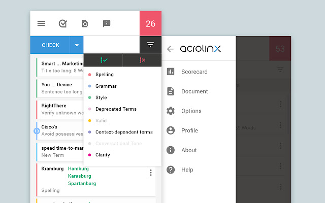 Acrolinx for Chrome  from Chrome web store to be run with OffiDocs Chromium online