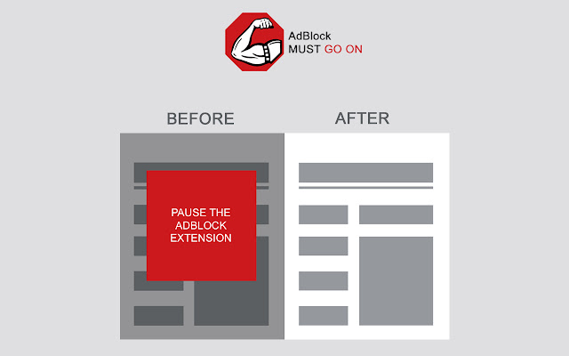 Adblock Must Go On  from Chrome web store to be run with OffiDocs Chromium online