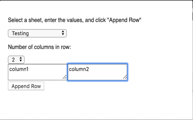 Add row to Google Sheets  from Chrome web store to be run with OffiDocs Chromium online