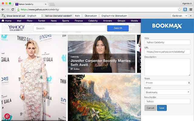 Add to Bookmax  from Chrome web store to be run with OffiDocs Chromium online