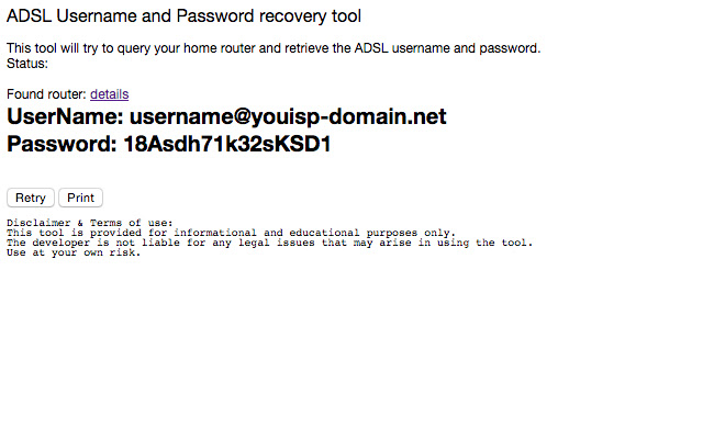 ADSL account recovery tool  from Chrome web store to be run with OffiDocs Chromium online
