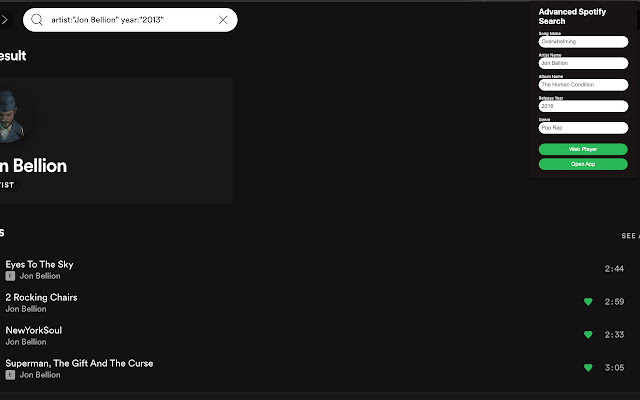 Advanced Spotify Search  from Chrome web store to be run with OffiDocs Chromium online