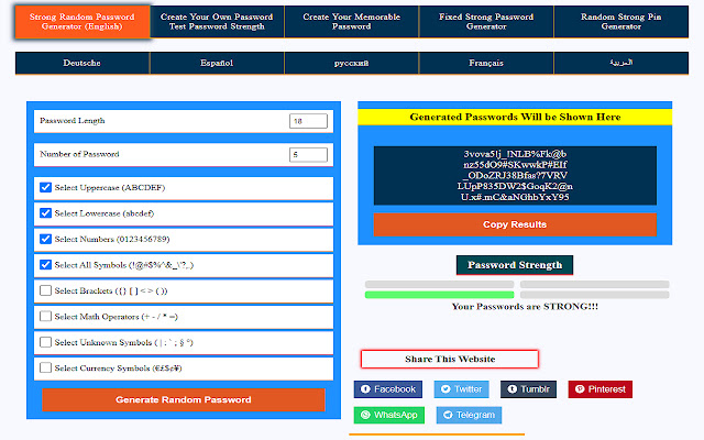 Advance Strong Random Password Generator  from Chrome web store to be run with OffiDocs Chromium online