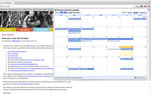 AES Calendar  from Chrome web store to be run with OffiDocs Chromium online