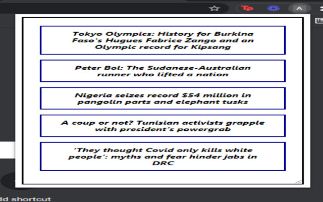 Africa news  from Chrome web store to be run with OffiDocs Chromium online