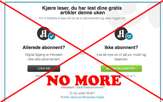 Aftenposten.no Unlimited  from Chrome web store to be run with OffiDocs Chromium online