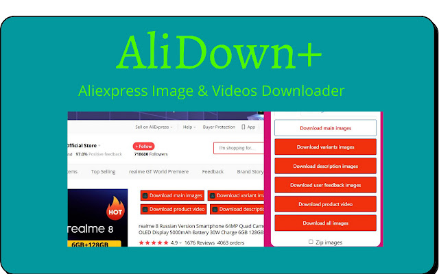 AliDown Plus| AliExpress Image Downloader  from Chrome web store to be run with OffiDocs Chromium online