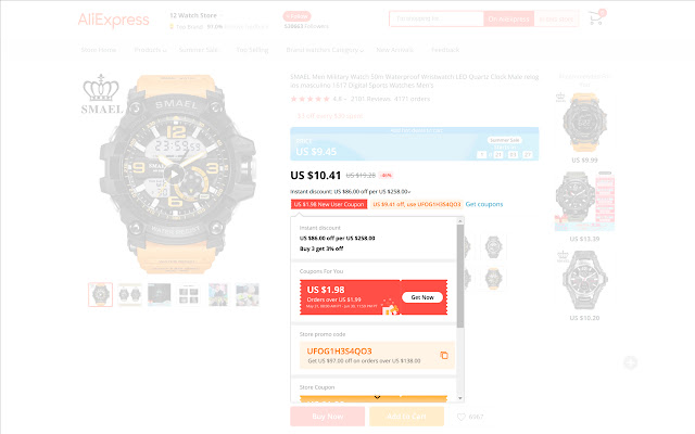 AliExpress Finder Coupons  from Chrome web store to be run with OffiDocs Chromium online