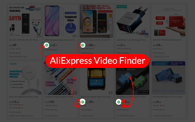 ক্রোম ওয়েব স্টোর থেকে AliExpress ভিডিও ফাইন্ডার OffiDocs Chromium-এর সাথে অনলাইনে চালানো হবে