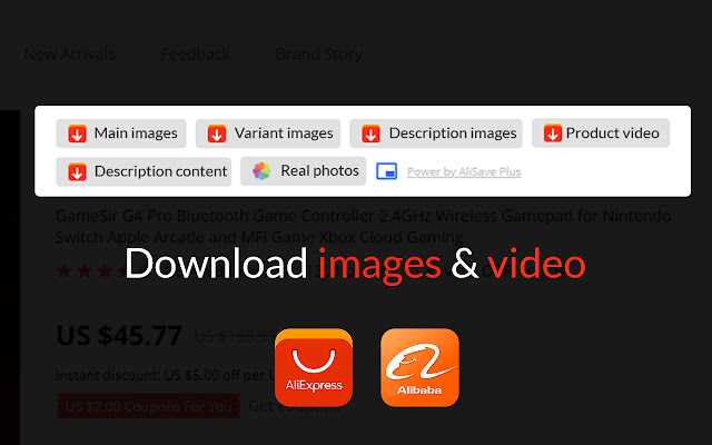 AliSave Plus Download AliExpress Images  from Chrome web store to be run with OffiDocs Chromium online