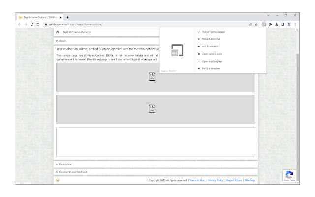 Allow X Frame Options  from Chrome web store to be run with OffiDocs Chromium online