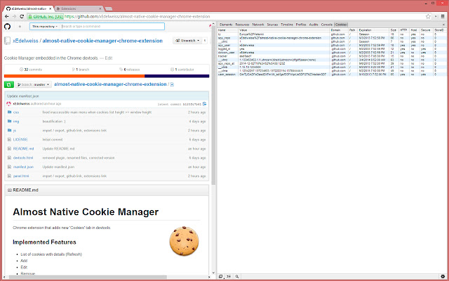 Almost Native Cookies Manager  from Chrome web store to be run with OffiDocs Chromium online