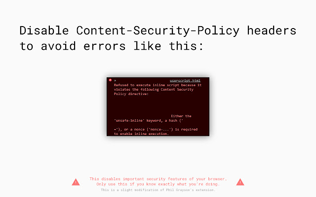 Always Disable Content Security Policy  from Chrome web store to be run with OffiDocs Chromium online