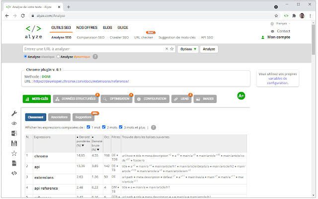 Alyze: SEO analysis tool  from Chrome web store to be run with OffiDocs Chromium online