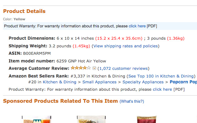 Amazon.com Product Metric Conversion  from Chrome web store to be run with OffiDocs Chromium online