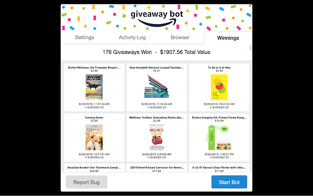 Amazon Giveaway Bot  from Chrome web store to be run with OffiDocs Chromium online