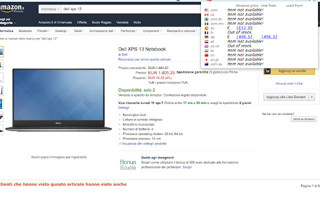 Amazon Price Comparator  from Chrome web store to be run with OffiDocs Chromium online