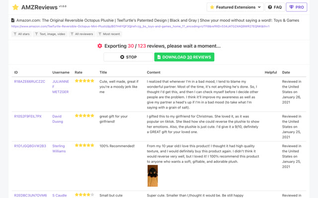 AMZReviews Amazon Review Scraper  from Chrome web store to be run with OffiDocs Chromium online