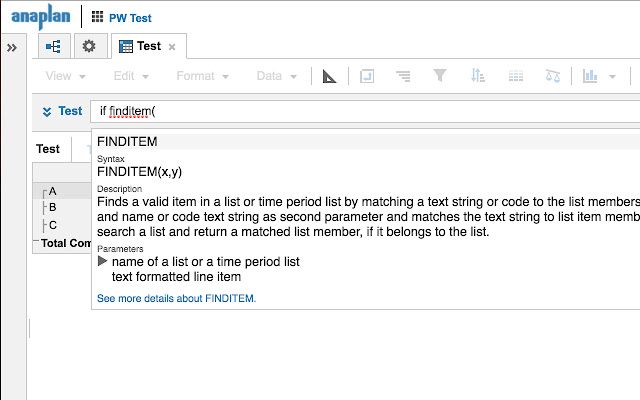 Anaplan Formula Helper  from Chrome web store to be run with OffiDocs Chromium online