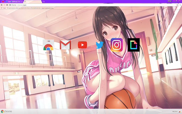 Anime Girl in basketball uniform playing ball  from Chrome web store to be run with OffiDocs Chromium online