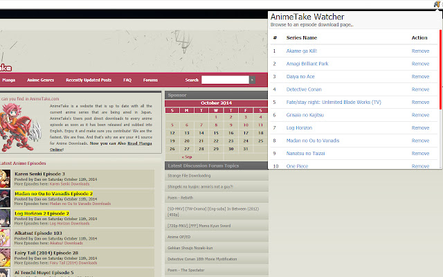 AnimeTake Watcher  from Chrome web store to be run with OffiDocs Chromium online