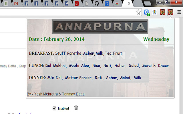 Annapurna Menu  from Chrome web store to be run with OffiDocs Chromium online