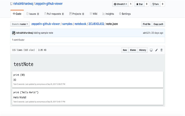 ক্রোম ওয়েব স্টোর থেকে Apache Zeppelin Github Viewer অনলাইনে OffiDocs Chromium এর সাথে চালানো হবে