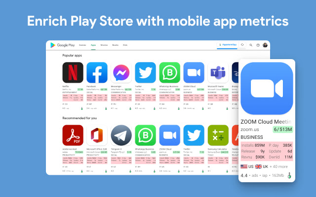 AppstoreSpy for Play Store  from Chrome web store to be run with OffiDocs Chromium online