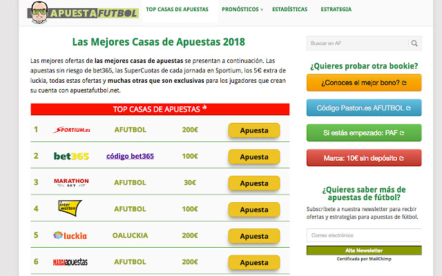 Apuestas de Fútbol  from Chrome web store to be run with OffiDocs Chromium online