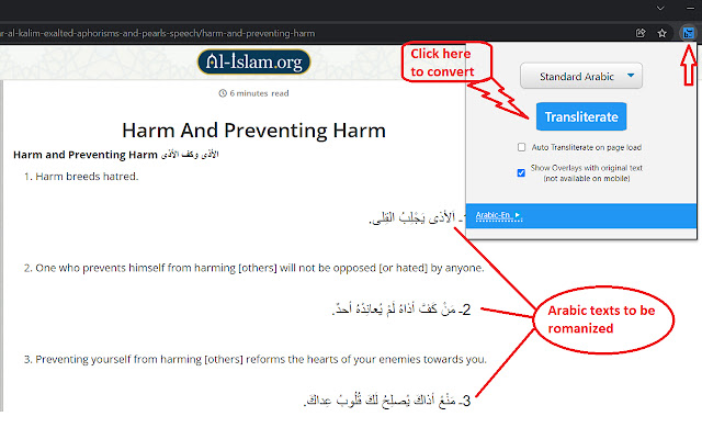 Arabic Romanizer  from Chrome web store to be run with OffiDocs Chromium online