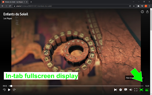 Arte.tv Additional buttons for the Player  from Chrome web store to be run with OffiDocs Chromium online