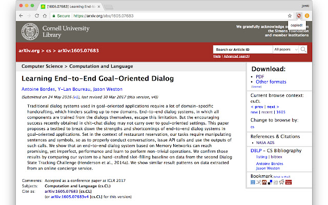 arXiv clip  from Chrome web store to be run with OffiDocs Chromium online