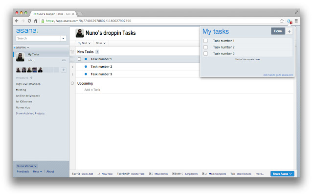 Asana Extension  from Chrome web store to be run with OffiDocs Chromium online