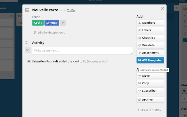 ASE Export for Trello  from Chrome web store to be run with OffiDocs Chromium online