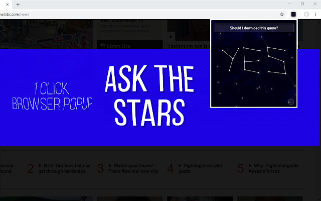 Ask The Stars (Popup Game)  from Chrome web store to be run with OffiDocs Chromium online