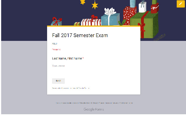 ASL 3 Fall Semester Exam  from Chrome web store to be run with OffiDocs Chromium online