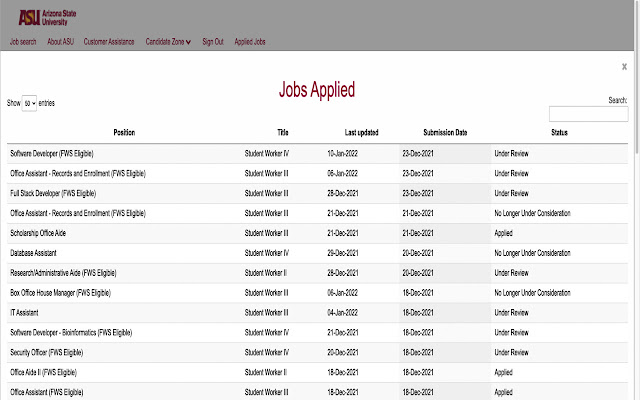 ASU Campus Jobs  from Chrome web store to be run with OffiDocs Chromium online