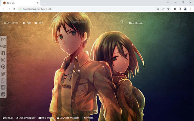 Attack on Titan Eren Yeager Wallpaper  from Chrome web store to be run with OffiDocs Chromium online