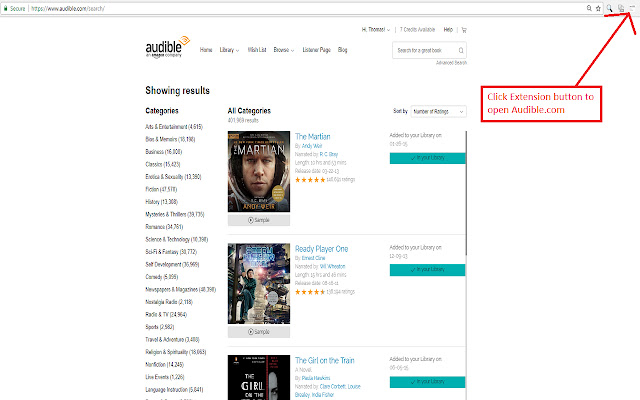 Audible Sort Number of Ratings  from Chrome web store to be run with OffiDocs Chromium online