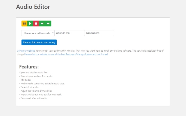 Audio Editor  from Chrome web store to be run with OffiDocs Chromium online