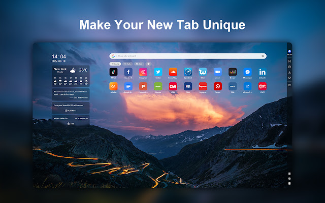 Aurora: Productive and cozy new tab  from Chrome web store to be run with OffiDocs Chromium online