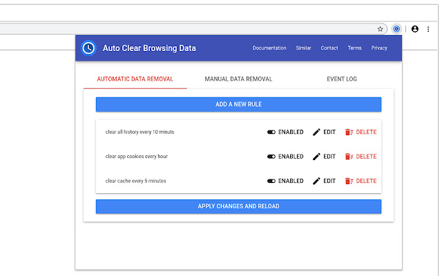 Auto Clear Browsing Data  from Chrome web store to be run with OffiDocs Chromium online