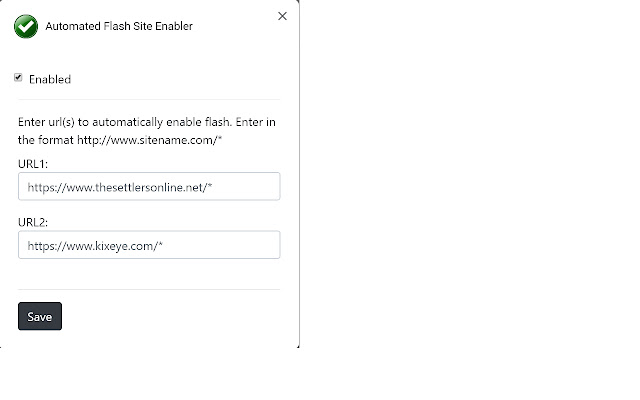 Automated Flash Site Enabler (Lite)  from Chrome web store to be run with OffiDocs Chromium online