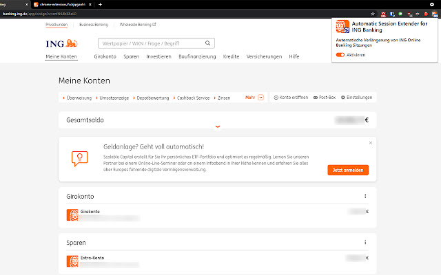 Automatic Session Extender for ING Banking  from Chrome web store to be run with OffiDocs Chromium online